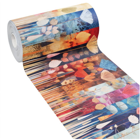 Tappeto Cucina Pvc Stampa Digitale Antimacchia Design Floreale Multicolore Colori Vivaci - 51x270 cm (1/5)