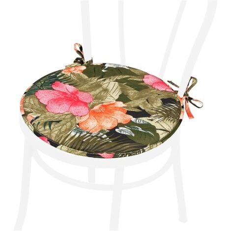 Cuscino Sedia Rotondo Con Laccetti - Morbido, Lavabile, Diametro 40cm, Made In Italy - Foto 4