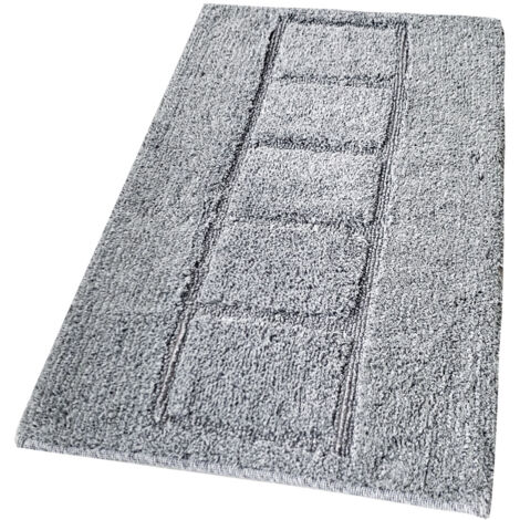 Tappeto Bagno Cotone Shaggy 55x90 Cm Scendiletto Camera Morbido Assorbente Antiscivolo - Grigio