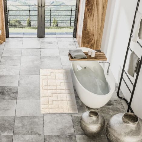 Tappetino bagno 100% cotone romance perla ovale antiscivolo cm50x80x2