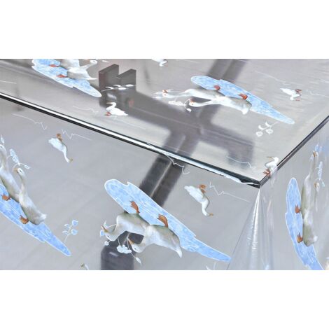 Tovaglia Trasparente Moderna Antimacchia Varie Misure Fantasie Plastificata PVC Copri Proteggi Tavolo su Misura MOD.Kristal Stampato (D) - 140x580 Cm