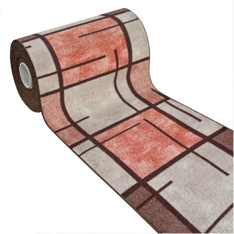 Tappeto Cucina Bordato Antiscivolo Moderno Passatoia Colori Accesi Marmorizzato Rosso - 50x80 Cm