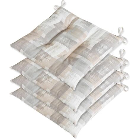 Set 4 Cuscini Sedia Shabby Chic Morbidi Imbottiti Ovatta Universali Coprisedie Cotone Lavabile