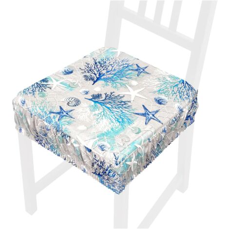 Emmevi Cuscino Sedia In Cotone 40x40cm Sfoderabile - Made In Italy, Mod. AZALEA8E Blu Con Fascia Elastica - 3