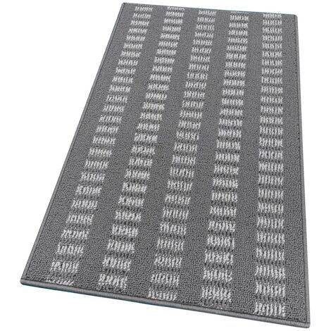 Tappeto Cucina Morbido 3D Assorbente Lavabile Antiscivolo Passatoia Bordata A Righe Grigio - 57x40 Cm