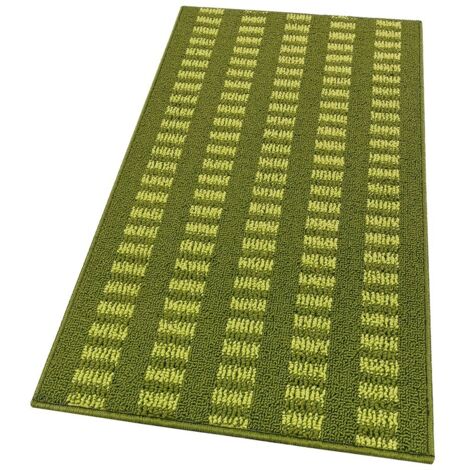 Tappeto Cucina Morbido 3D Assorbente Lavabile Antiscivolo Passatoia Bordata A Righe Verde - 57x270 Cm (1/4)
