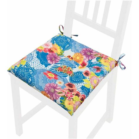 Cuscino Sedia Morbido Universale Vivace Lacci Per Fissaggio Lavabile Coprisedie 100% Made In Italy - Blu