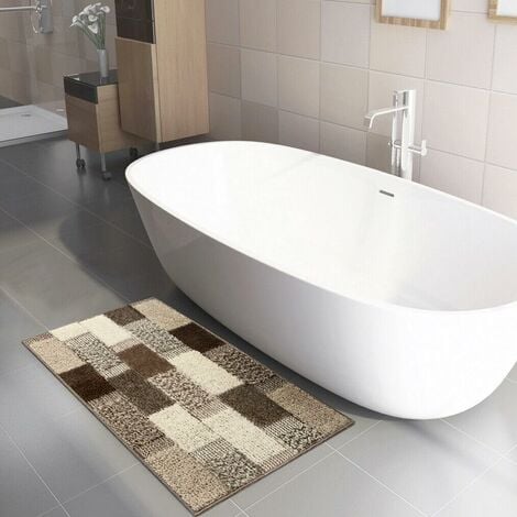 Tappeto Bagno Moderno Soffice Antiscivolo Assorbente Scendiletto Doccia 100%  Made In Italy Marrone - 50x80 cm