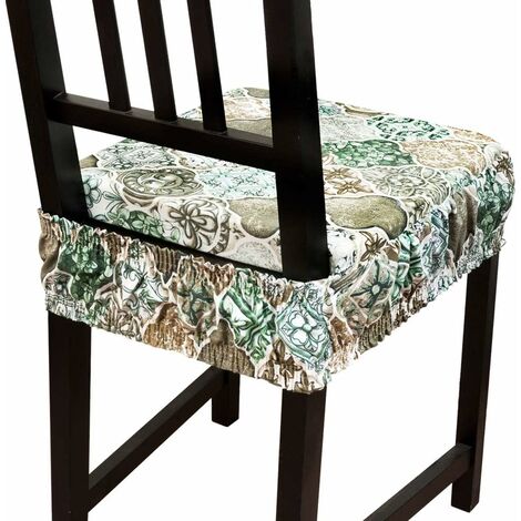 Cuscino Sedia Cotone Sfoderabile - 40x40cm Lavabile Con Fascia Elastica Pois Beige - Foto 3