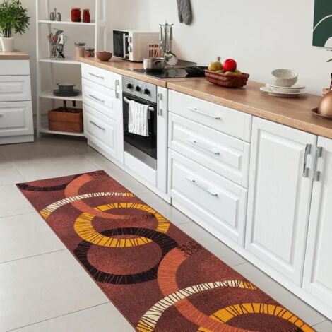 Tappeto Cucina Antiscivolo Moderno Multiuso Camera Corridoio 100% Made in Italy Marrone - 57x40 cm