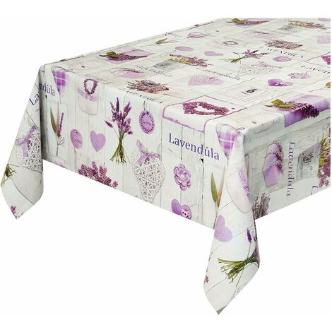 Tovaglia Antimacchia Cucina Moderna Tela Cerata Felpata Proteggi Copri Tavolo Shabby Chic Lavanda Legno Bianco - 140x280 cm