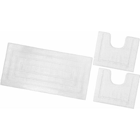 Set Tappeto Bagno 3 Pezzi In Puro Cotone – Morbido, Antiscivolo E Colori Vivaci, Modello MERIDA Rosa, 100% Made In Italy