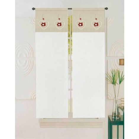 Tende Semitrasparenti Con Farfalle - Coppia 60x240 Cm, Beige Shabby Chic