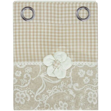 Coppia Tende Shabby Chic Margherita - Tessuto Semitrasparente 60x240 Cm, Color Tortora, Per Finestre E Porte - Foto 4