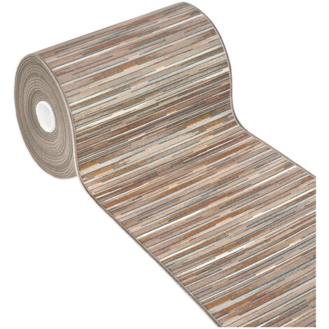 Tappeto Cucina Bordato Tessitura Piatta Multiuso Bagno Camera Corridoio Stile Bamboo 100% Made in Italy Beige - 52x110 cm
