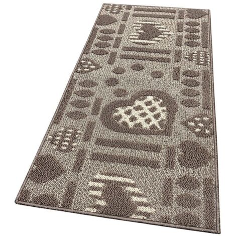 Tappeto Cucina Antiscivolo Cuori 3D Lavabile Moderno Assorbente 100% Made in Italy Beige - 57x270 cm (1/4)