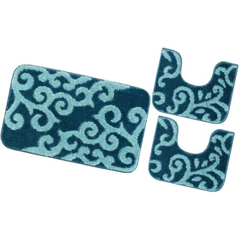 Set Tappeto Bagno 3 Pezzi In Puro Cotone – Morbido, Antiscivolo E Colori Vivaci, Modello MERIDA Rosa, 100% Made In Italy