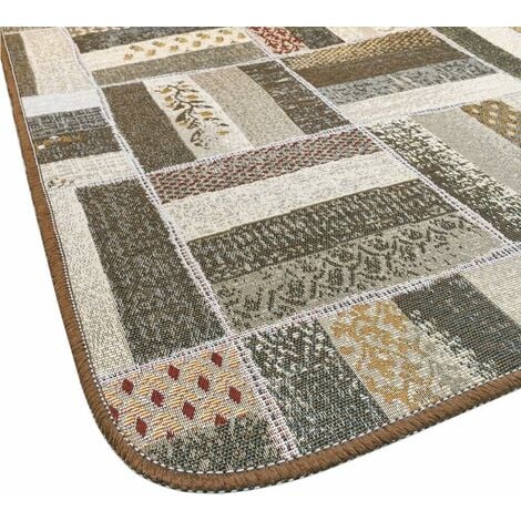 Tappeto Cucina Patchwork Passatoia Antiscivolo Casa Design Vintage 100%  Made In Italy Marrone - 54x40 cm