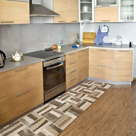 Tappeto Al Metro H54 Cm Su Misura Passatoia Cucina Colorata Patchwork 100%  Made In Italy -