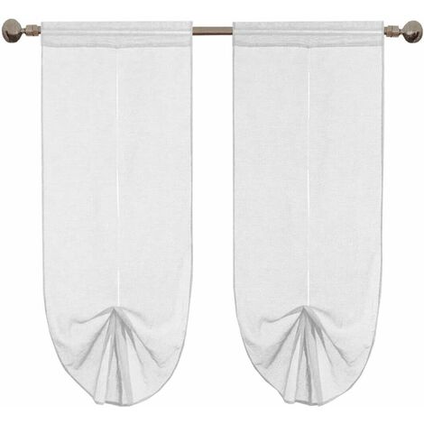Tende Coppia Regolabili Finestra Porta Interno Tessuto Casa Pacchetto Bianco - 60x240 cm