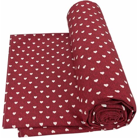 EURONOVITA' Telo Copritutto In Cotone Granfoulard - Shabby Rosso Cuoricino - 170x280 Cm - 100% Made In Italy, Lavabile In Lavatrice