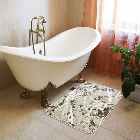 Tappeto Salotto Bagno 120x180 cm Effetto Marmo Arredo Camera Scendiletto Pelo  Corto Beige