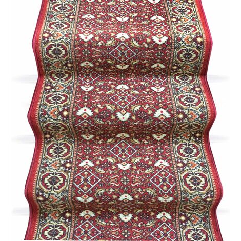 Passatoia Scala Bordata Ingresso Corridoio Tappeto Cucina Gradini 100% Made In Italy Bordeaux - 67x240 cm