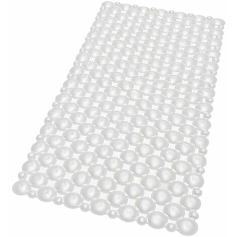 Tappeto Doccia Vasca Ventose Antiscivolo Tappetino Bagno Pvc Antimuffa 100% Made In Italy Bianco - 35x75 cm