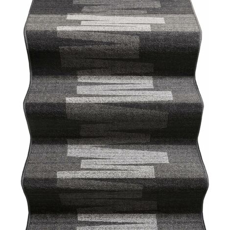 Passatoia Scala Bordata Ingresso Corridoio Tappeto Cucina Gradini 100% Made In Italy Zig Zag Grigio - 67x40 cm