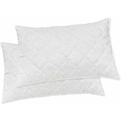 Cuscini Letto 40x70 Cm - 2 Pezzi, Rivestimento 100% Cotone, Imbottitura In Poliestere, Made In Italy - Foto 5