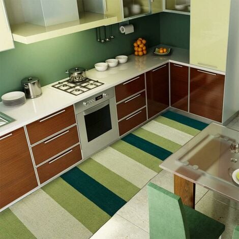 Tappeto Cucina Bagno Puro Cotone Morbido Assorbente Scendiletto Tessuto  Intrecciato Arancione 55x240 cm