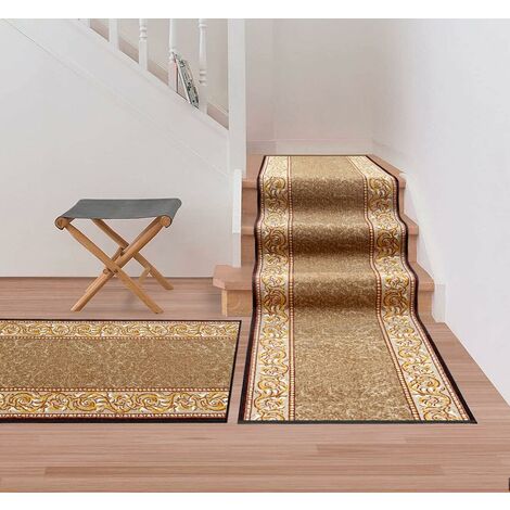 Passatoia per corridoio in cotone giallo e beige 60 x 200 cm CABOURG