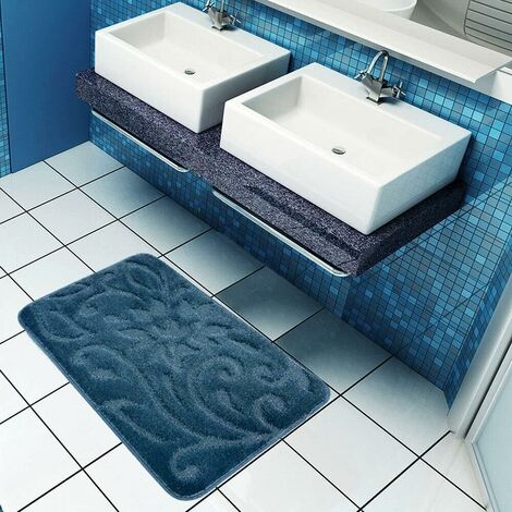 Tappeto Bagno Morbido Scendiletto Moderno Elegante Antiscivolo Assorbente  100% Made In Italy Verde - 55x90 cm