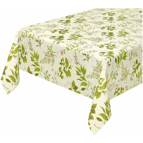 Tovaglia Cucina Antimacchia Plastificata Cerata Felpata Moderna Copritavolo Erbetta Natura - 120x200 cm