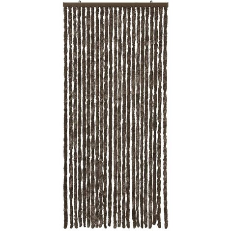 Tenda in Ciniglia Per Porta Ingresso ProteggiSole Antimosche Lavabile Regolabile Marrone - 100x220 cm
