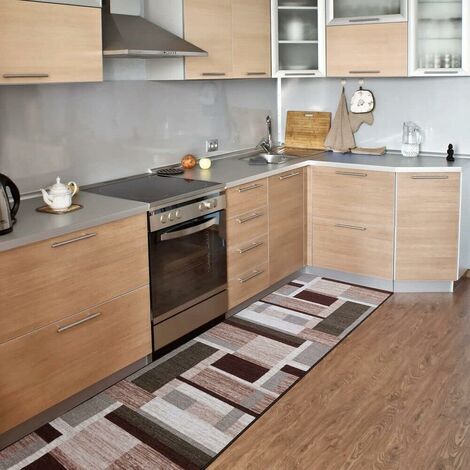 Tappeto Cucina Lavabile Antiscivolo 44x180 Cm, Grigio, Assorbente, Per Corridoio E Aree Alta Traffico