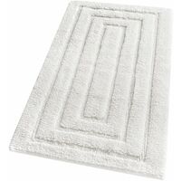 Tappeto Bagno Puro Cotone Elegante Lussuoso Morbido Scendiletto Antiscivolo 100% Made in Italy Bianco - 60x40 cm