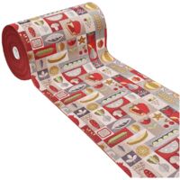 Tappeto Cucina Assorbente Bordato Antiscivolo Frutta e Verdura Passatoia Lavabile Bordeaux - 52x240 Cm