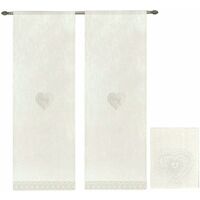 Tende Finestre Porta Interno Cuore Tessuto Semitrasparente Bianco Coppia 2  Pz - 60x150 cm