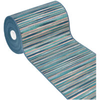 Tappeto Cucina Bordato Tessitura Piatta Multiuso Bagno Camera Corridoio Stile Bamboo 100% Made in Italy Blu - 52x80 cm