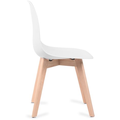 Sedie da pranzo bianche, sedie tulip con schienale ergonomico in polipropilene e gambe in legno, design scandinavo, pack da 4 sedie