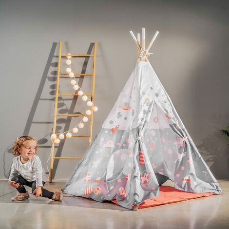 Beeloom - Tepee indiano per bambini COSMO TIPI Set tenda per bambini con  finestra, colore grigio e
