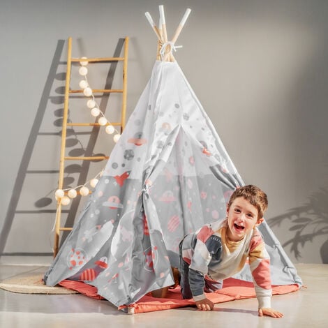 Beeloom - Tepee indiano per bambini COSMO TIPI Set tenda per bambini con  finestra, colore grigio e