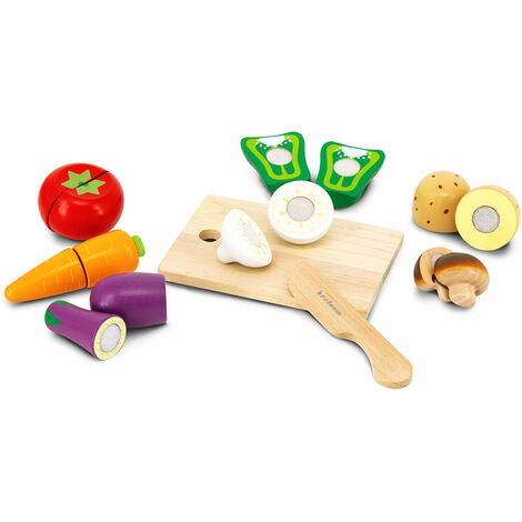 Set di taglio di verdure in legno, giocattoli educativi Montessori per  bambini e neonati, design di frutta, 9 pezzi.