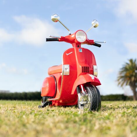 Moto elettrica per bambini VESPA RED ufficiale batteria 6V ricaricabile  triciclo +3 anni