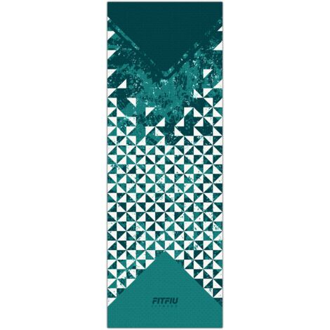 Tappetino da yoga MAT-G50 blu. Tappetino fitness antiscivolo per yoga e pilates. Tappetino sportivo 173x61x0,5cm con disegno geometrico ideale per la ginnastica e il fitness a casa - FITFIU Fitness (1/4)