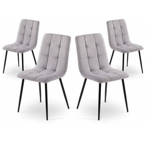 Confezione da 4 sedie da pranzo, ufficio o salotto con schienale imbottito,  grigio chiaro, stile elegante