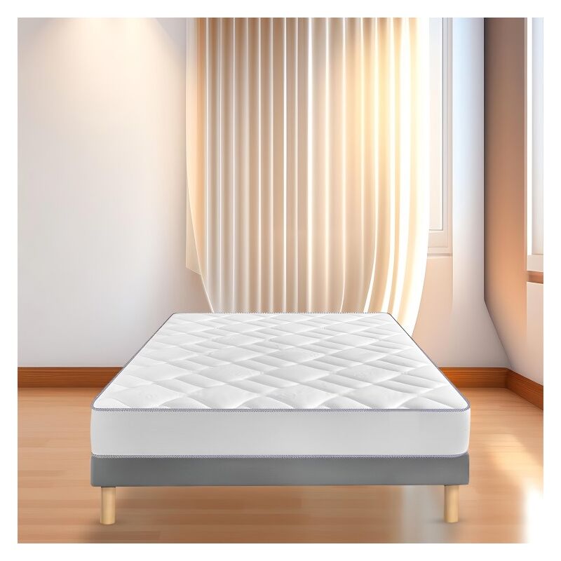 SOMMIER TAPISSIER GRIS 140x190cmFABRICATION FRANCAISE ARTISANALEPIEDS OFFERTHAUTEUR AVEC PIEDS 27CM