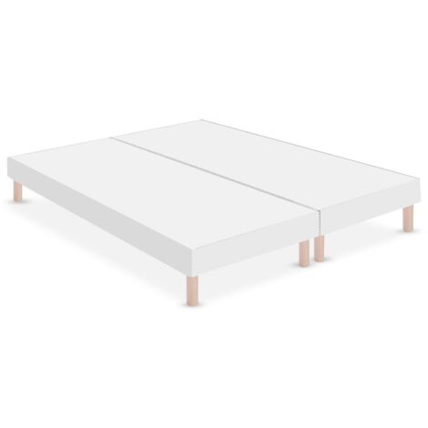 Sommier Tapissier Peggy Blanc 130x190 Cm - Fabrication Française - Pieds Inclus