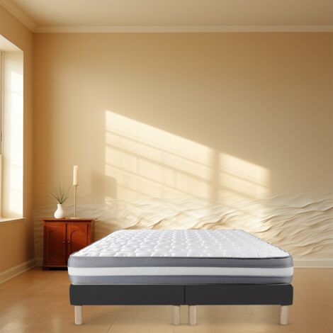 SOMMIER TAPISSIER NOIR 100X200X2 (200X200)FABRICATION FRANCAISE ARTISANALEPIEDS OFFERTHAUTEUR AVEC PIEDS 27CM